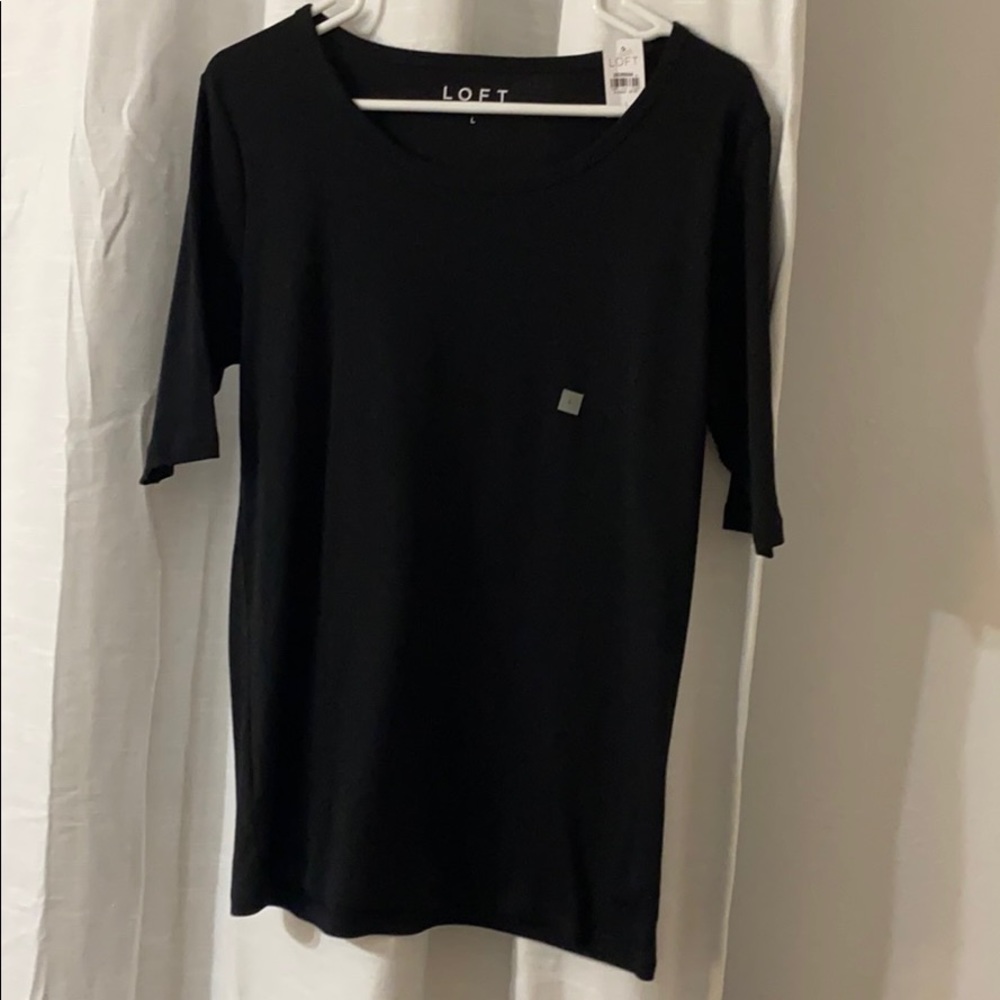 NWT Loft 3/4 sleeve black tee, size L